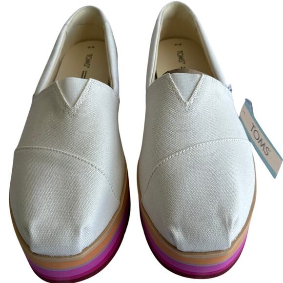 TOMS Alpargata Platform Espadrille Rainbow Canvas Womens Size 12 - Picture 4 of 11